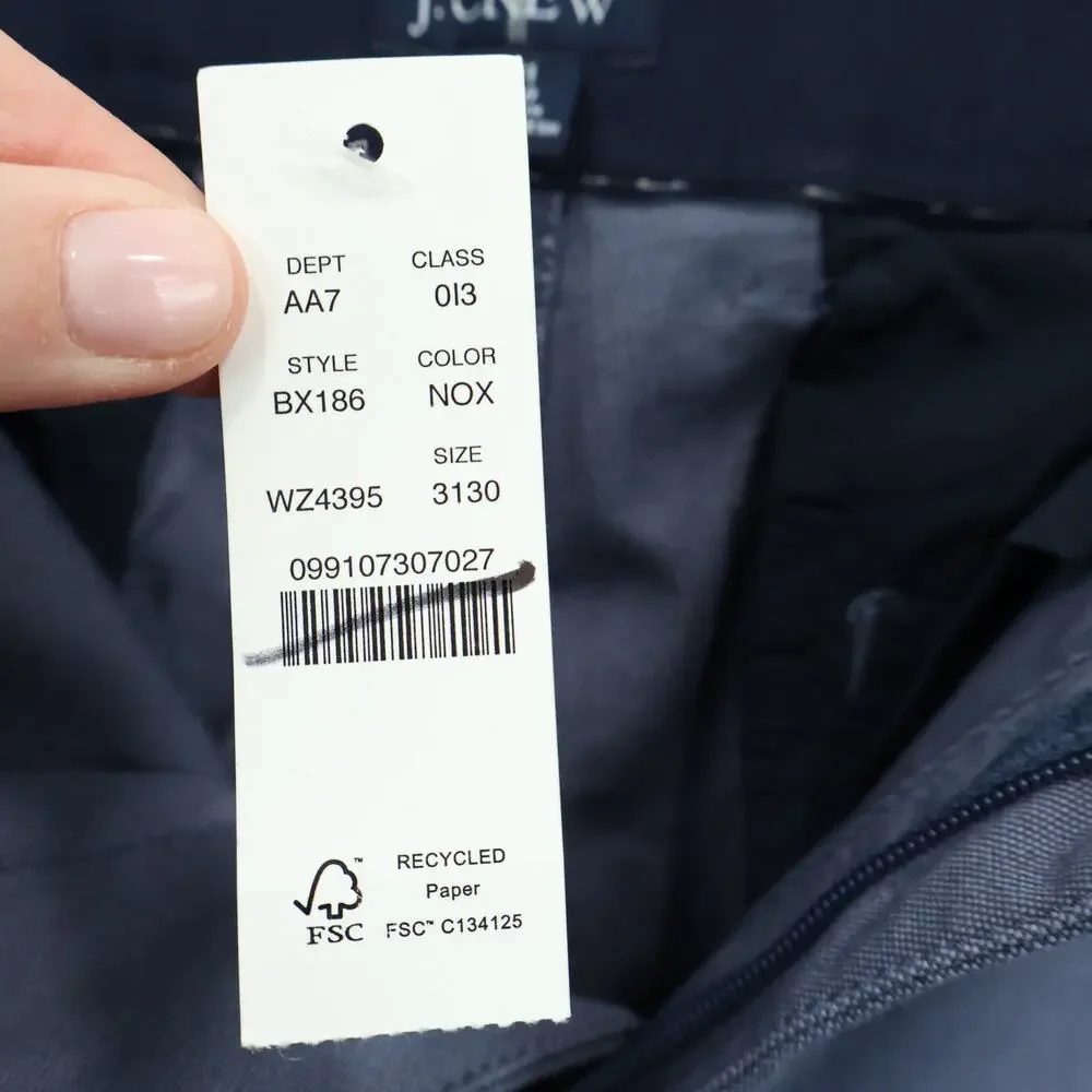 NWT J.Crew Men's 770 Straight-Fit Tech Oxford Pant Navy Oxford Blue Size 31x30